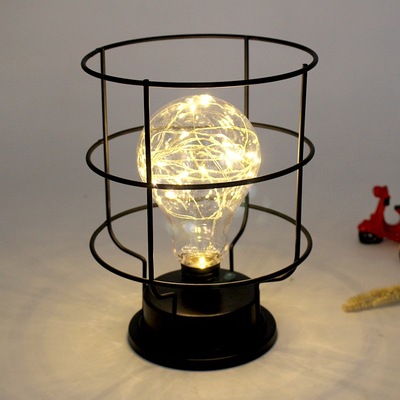 ins Northern Europe Iron art Small bulbs Night light Retro hotel bedroom Decorative lamp originality Bedside Table lamp photograph decorate