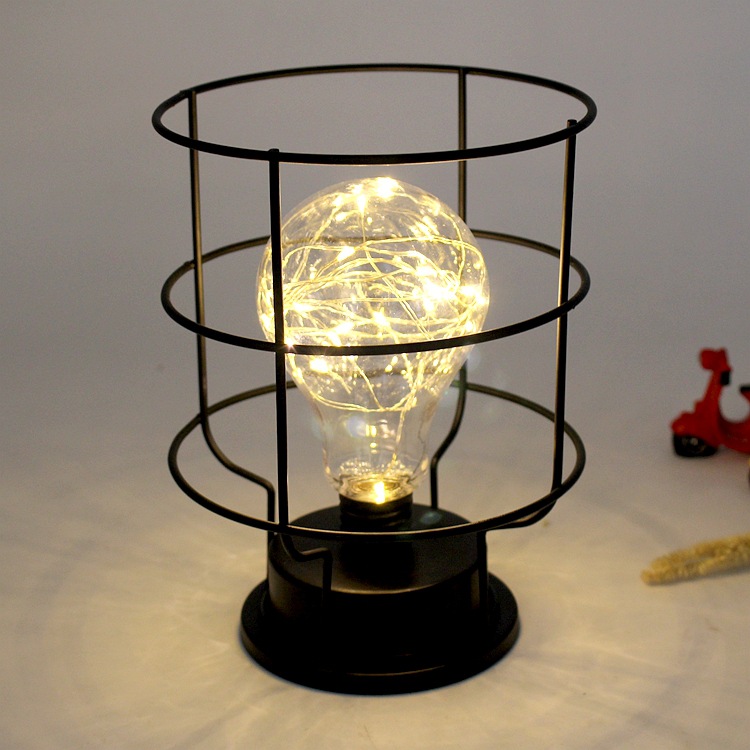 ins Northern Europe Iron art Small bulbs Night light Retro hotel bedroom Decorative lamp originality Bedside Table lamp photograph decorate
