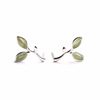 Fresh green fashionable earrings, silver 925 sample, Korean style