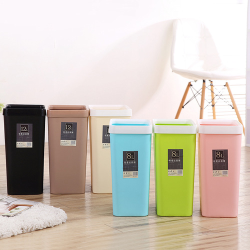 Creative Pressed Ring Trash Can Household Large Kitchen Bathroom Uncovered Plastic Office Square Waste Basket