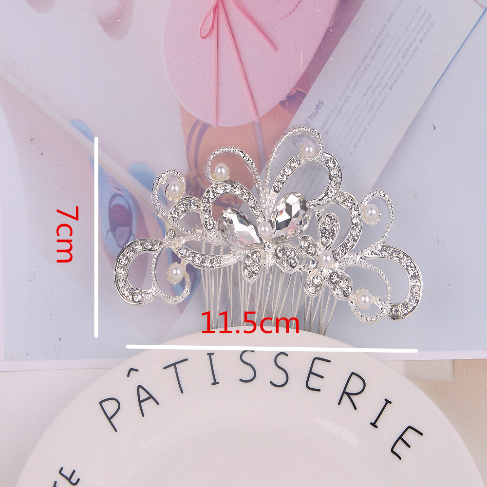 De Mariée Couronne Fleur Alliage Placage Évider Incruster Strass Perle Insert Peigne 1 Pièce display picture 5