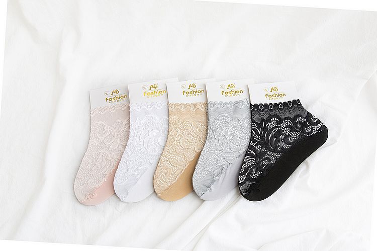 lace cotton bottom deep mouth socks NSFN40055