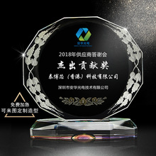 新款水晶奖杯创意刻字圆形玻璃奖牌制作公司企业活动纪念礼品