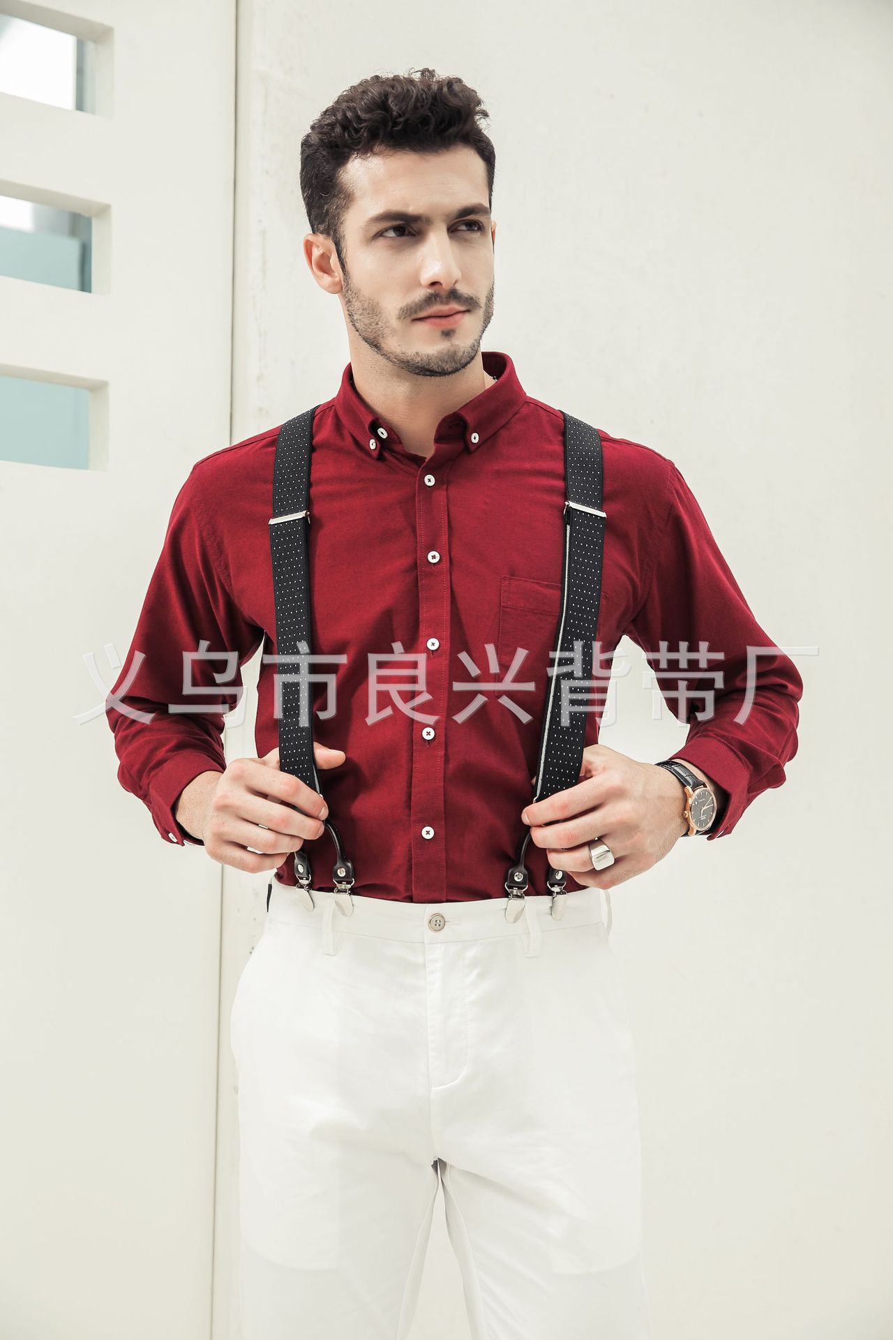 跨境男士西裤背带成人 涤纶松紧加厚背带夹白点6夹成人吊裤带定制-阿里巴巴
