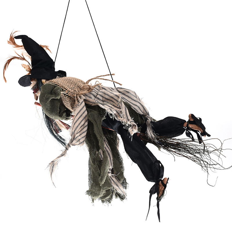 Halloween bruja colgante horror Accesorios luminosos Casa Encantada diseño KTV controlado por voz escoba eléctrica decoraciones al por mayor