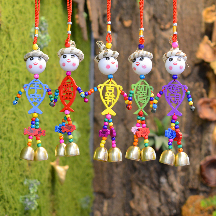 Auspicious Characters Straw Hat Doll Straw Hat Villain Wind Chime Fortune Fortune Peace Good Luck Pendant Car Hanging Can Be Ordered
