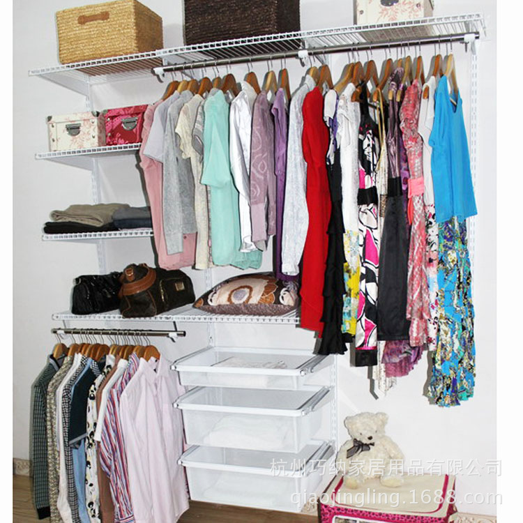 现代开放式整体衣帽间衣柜定制储物间步入式金属衣橱定做出口品质|ms