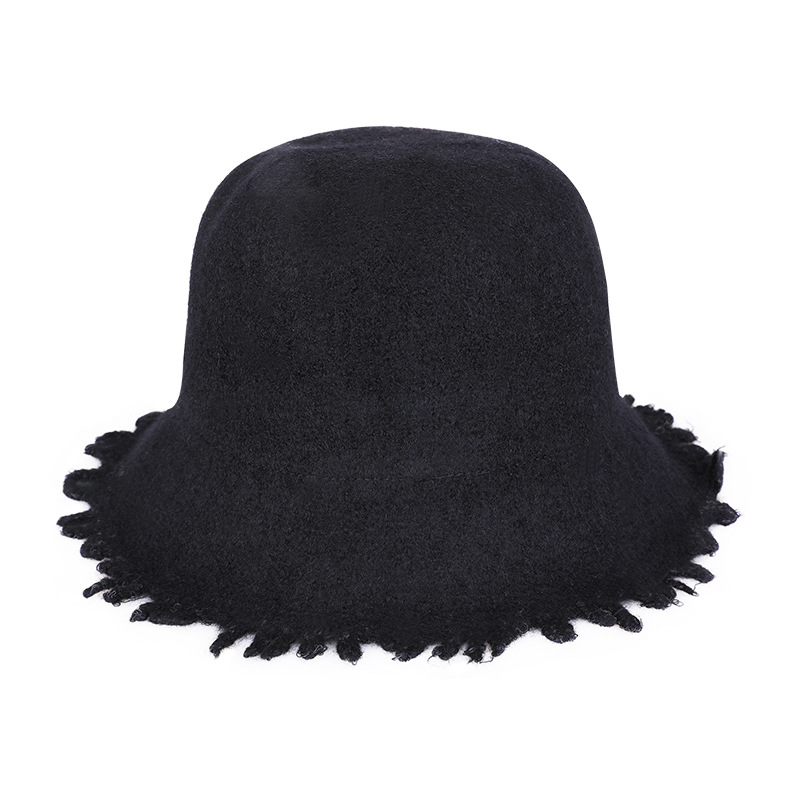 Sombrero Otoño e Invierno de moda cálido y cómodo Cachemira borla de las mujeres sombrero de pescador plegable todo partido cuenca sombrero de una sola pieza entrega