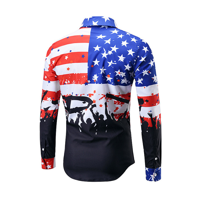 Big Size Shirt New Flag 3D Printed Long Sleeve Shirt Loose Top