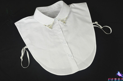 厂家直销韩版半身尖领衬衫女领子时尚百搭水钻钉珠女假衣领|ms