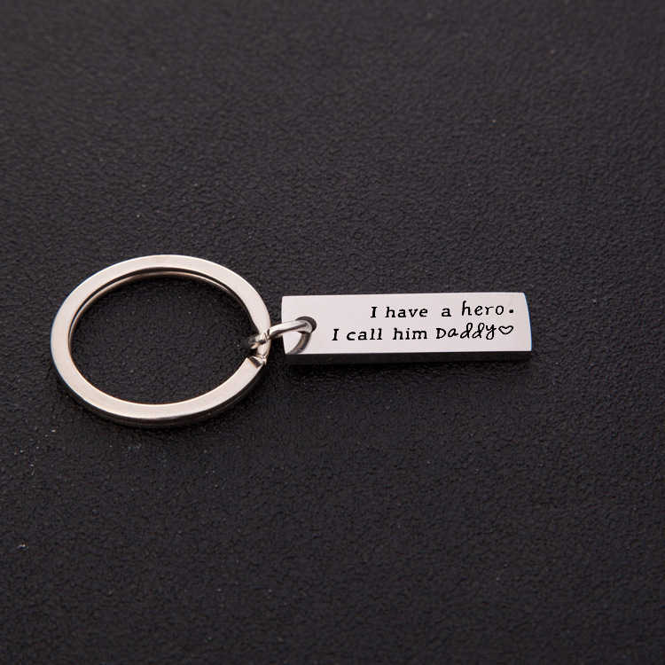 Father's Day Gift I Have A Hero I Call Her Daddy Silver Stainless Steel Key Ring display picture 3
