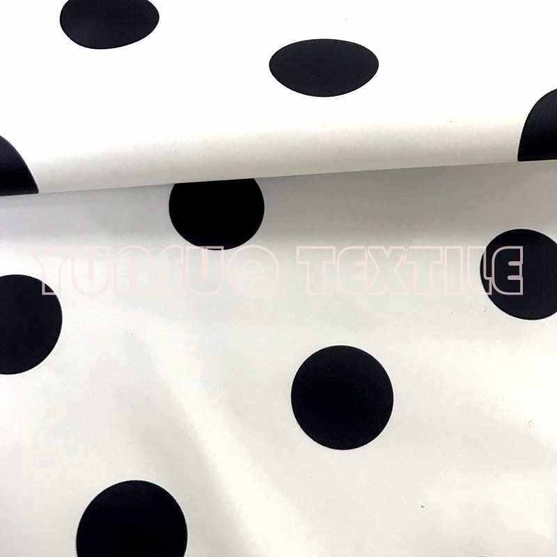 pvc雨衣革 白底圆点印花 人造革服装面料 欧洲环保