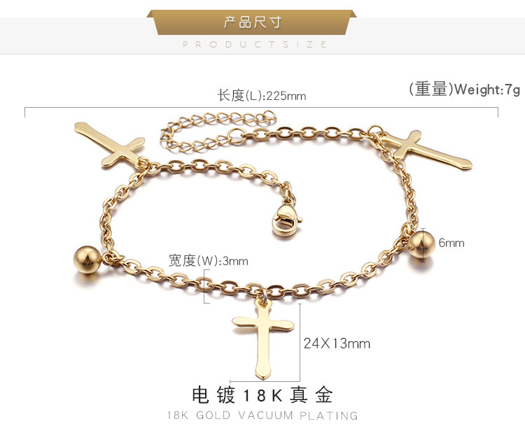 Simple fashion stainless steel cross anklet fashion new steel ball foot ornaments