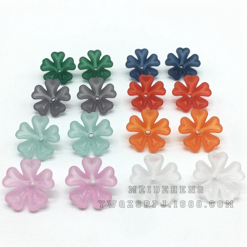 Ancient-style palace flower hairpins, lotus leaf flower acrylic frosted heart-shaped flower trays, bride's headwear, five-leaf flower hair accessories detail image 6