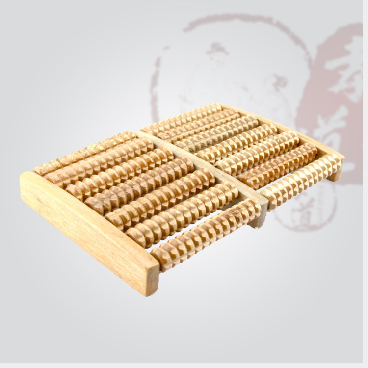 025木制固七排老人足底按摩器实木滚轮木质|ru