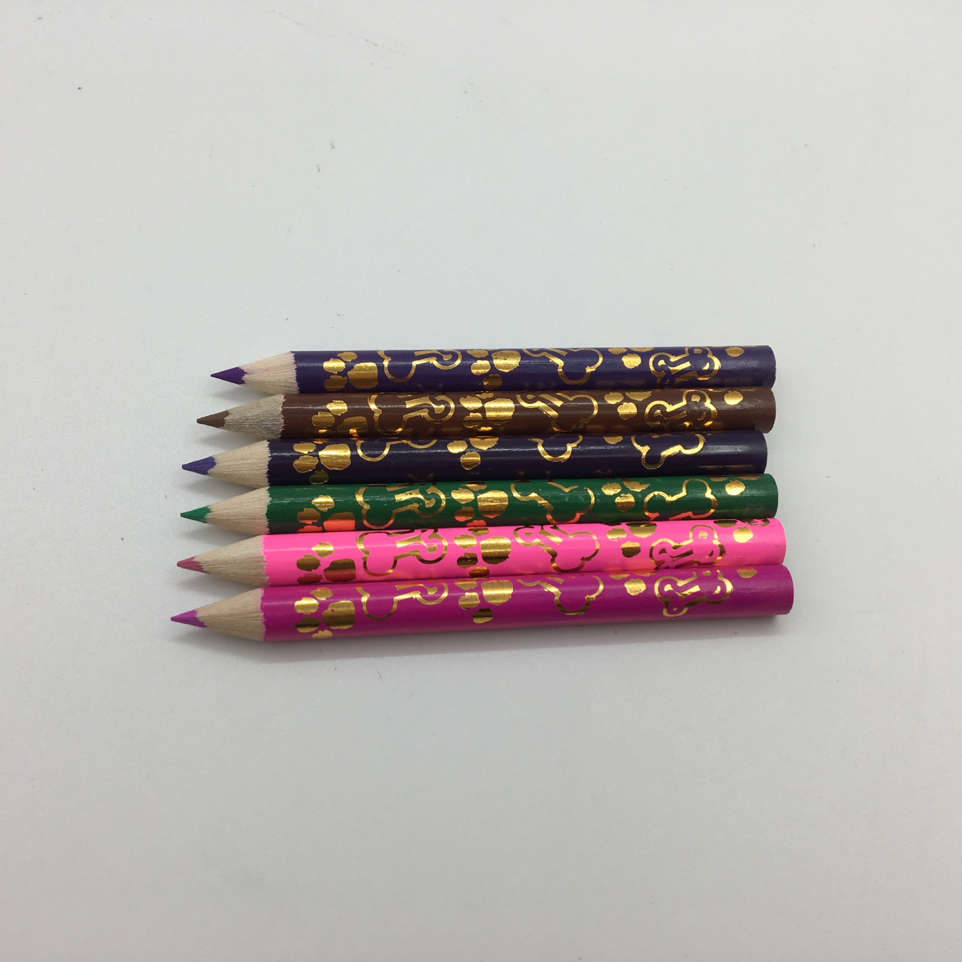 Custom 3.5 inch Mini Round pole pen roll printing full plate printing hot stamping logo color pencil HB pencil for children