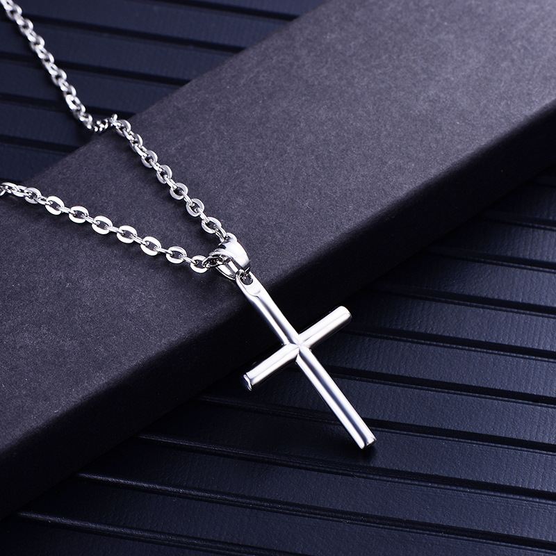 7g Weight Necklace Classification Titanium Steel Chain Material Hip-Hop Retro Cross Titanium Steel Polishing Men's Necklace