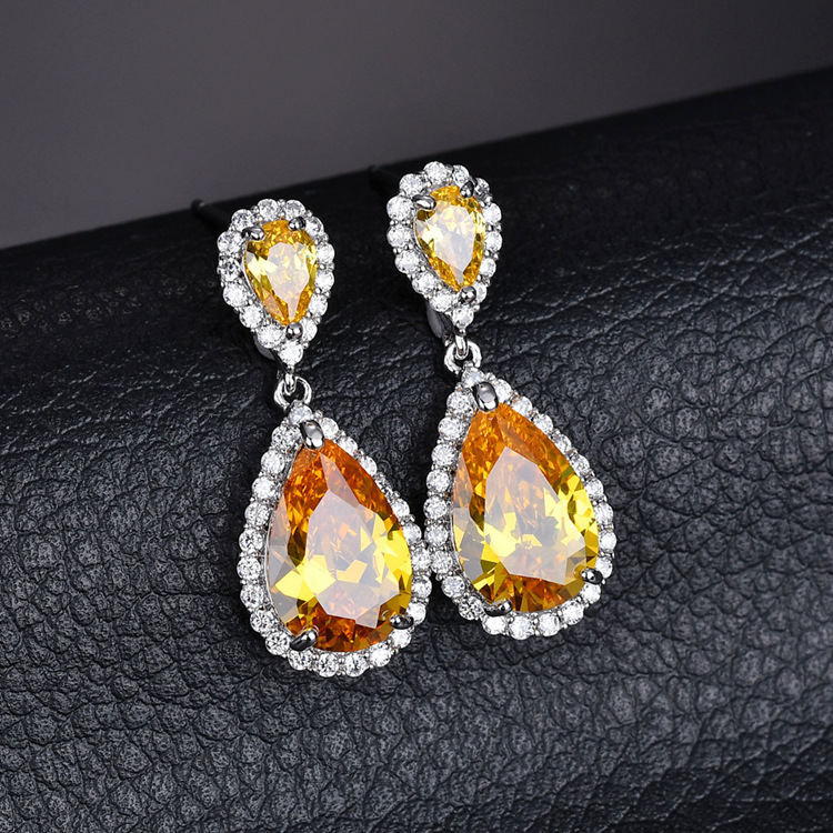 Zircon Inlay Material Drop Earrings Classification 1 Pair Quantity 1 Pair Casual Shiny Water Droplets Plating Inlay Copper Zircon White Gold Plated Drop Earrings