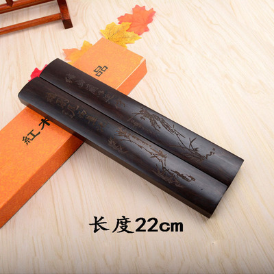 Black Catalpa wood Ballast Paperweight carving Plum blossom pattern Man Room Painting and Calligraphy Supplies length 22cm Ballast