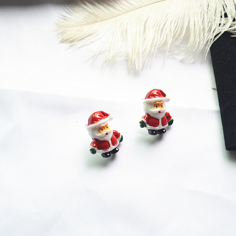 Ear Studs Classification 1 Pair Quantity Fashion Santa Claus Elk Resin Women's Ear Studs 1 Pair