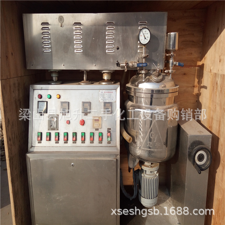 处理二手100L液压升降式真空高剪切均质乳化机组 二手真空乳化锅