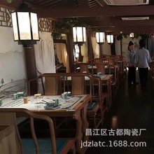 主题餐厅餐桌咖啡厅酒店 手绘陶瓷瓷板画桌子桌面制做