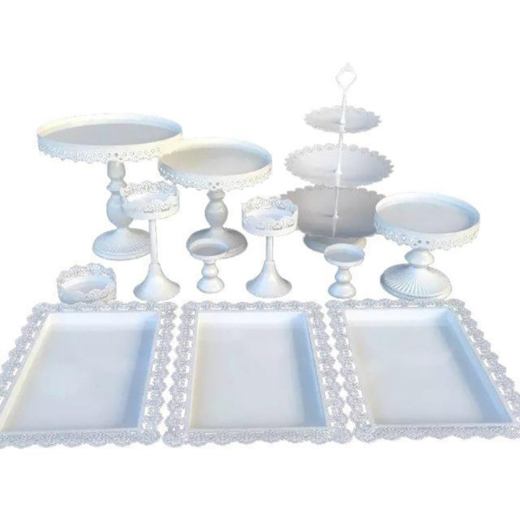 Decoración de mesa de postre de la boda Europea soporte de la torta accesorios de la boda Placa de pastel de hierro pastelería soporte 12 unidades traje