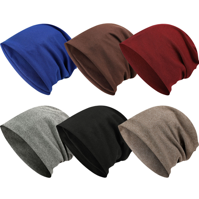 秋冬季新款男士韩版套头帽女士纯棉时尚堆堆帽纯色护耳包头月子帽