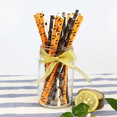 Halloween Bat Party Straws Biodegradable Paper Straws Colorful Disposable Creative Paper Straws