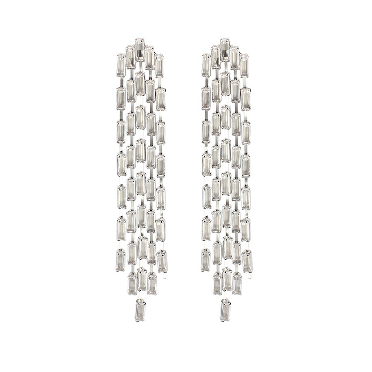 14g Weight No Inlaid Inlay Material Earrings Classification Housewarming, Business, Wedding, Birthday Occasion Copper Material Geometric Pattern Women'S Gender Gold, Silver Color New Popular Tassel Exaggerated Fashion All-match Earrings Wholesale 7