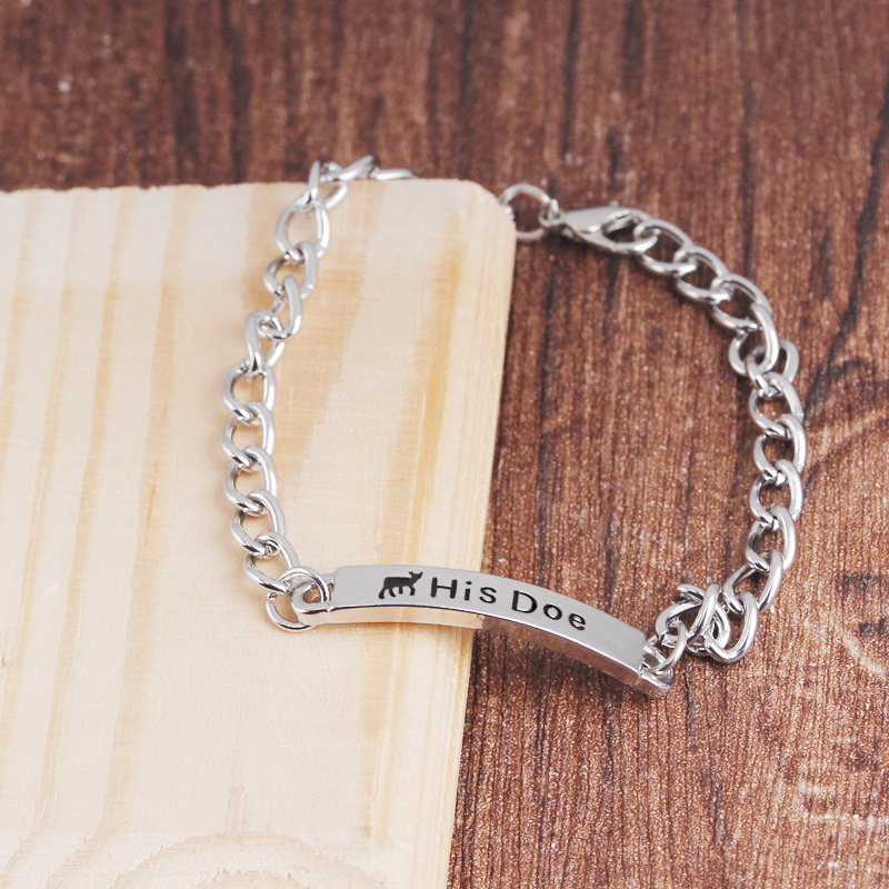 Couple Lettering Bracelet Herbuck His Doe Elk Bracelet Bracelet Wholesale display picture 1