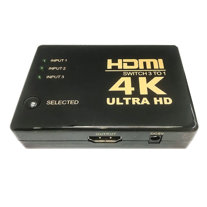 HDMI switcher, three inputs and one output, 4K high-definition video distribution, supports 3D computer TV game console switching