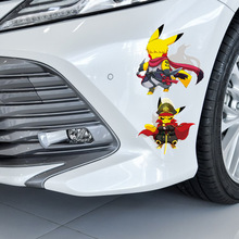 創意3D個性汽車貼紙車門車尾3D立體比卡丘動漫搞笑車身裝飾遮痕貼