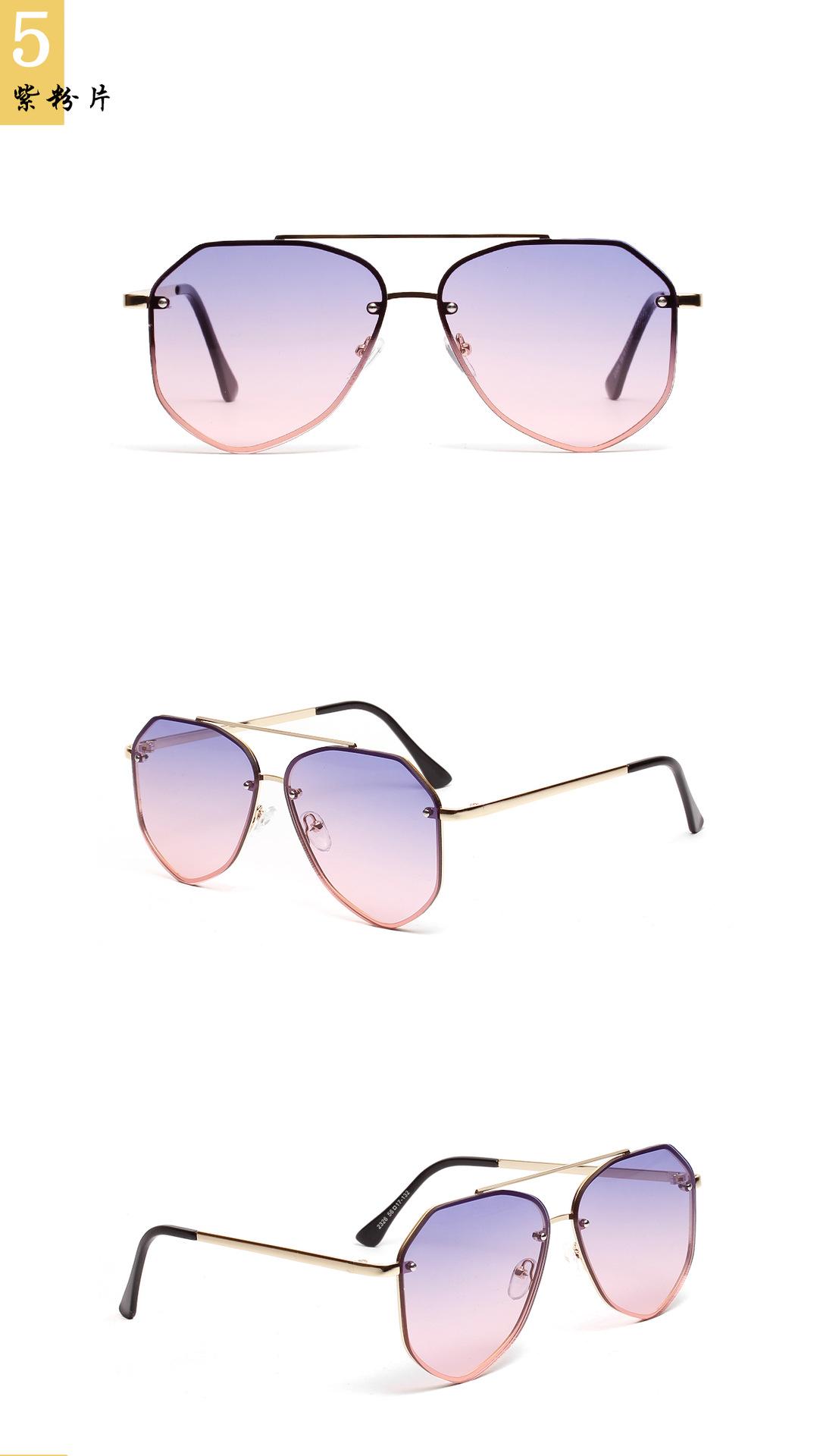 50g Weight UV400 Protection Lens Material Outdoor, Travel, Party, Fishing Occasion Women'S, Men'S, Unisex Gender Elegant, Glam, Hip-Hop, Retro, Vintage Style, Fashion, Sweet, Simple Style, Sports Style Grey&Pink, Grey, Pink, Purple, Blue, Transparent, Gold, Silver Color Elegant Glam Hip-Hop UV400 Protection Women's Sunglasses 8