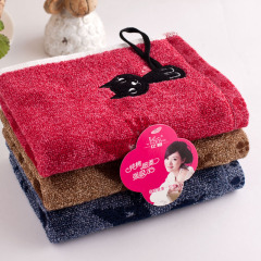 メーカー直販純綿刺繍子猫かわいい吸水タオル卸売りスーパープレゼント綿入浴フックタオル