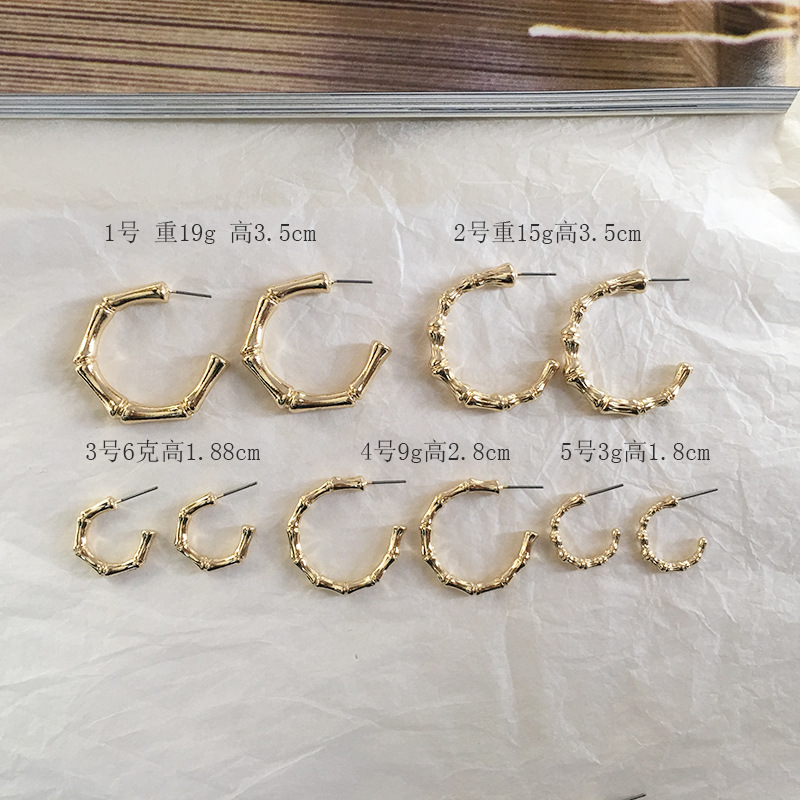 Simple Big Circle C-shaped Bamboo Earrings display picture 1