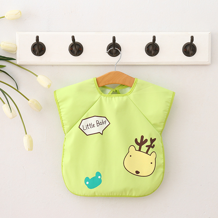 春夏款无袖儿童防水罩衣 春亚纺宝宝饭兜儿童吃饭衣