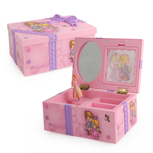 Factory direct selling creative rotating ballet music box with makeup mirror music box jewelry box birthday gift