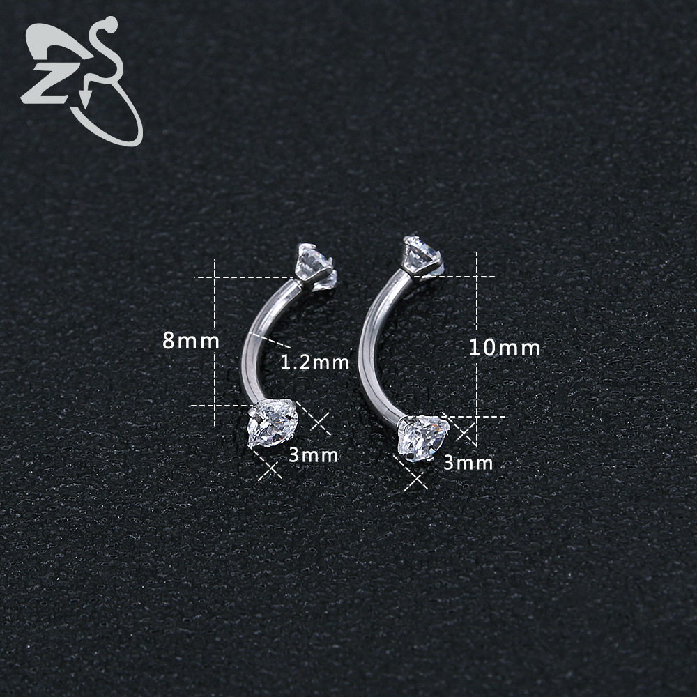 316L Stainless Steel Diamond Eyebrow Ring Round Zircon Eyebrow Barbell Piercing Jewelry Wholesale detail image 11