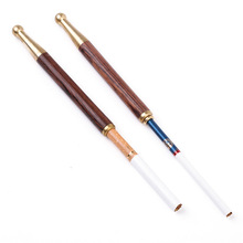 大叶黄花梨纯木质烟嘴过滤器全实木金属拉杆细支细烟两用过滤烟嘴