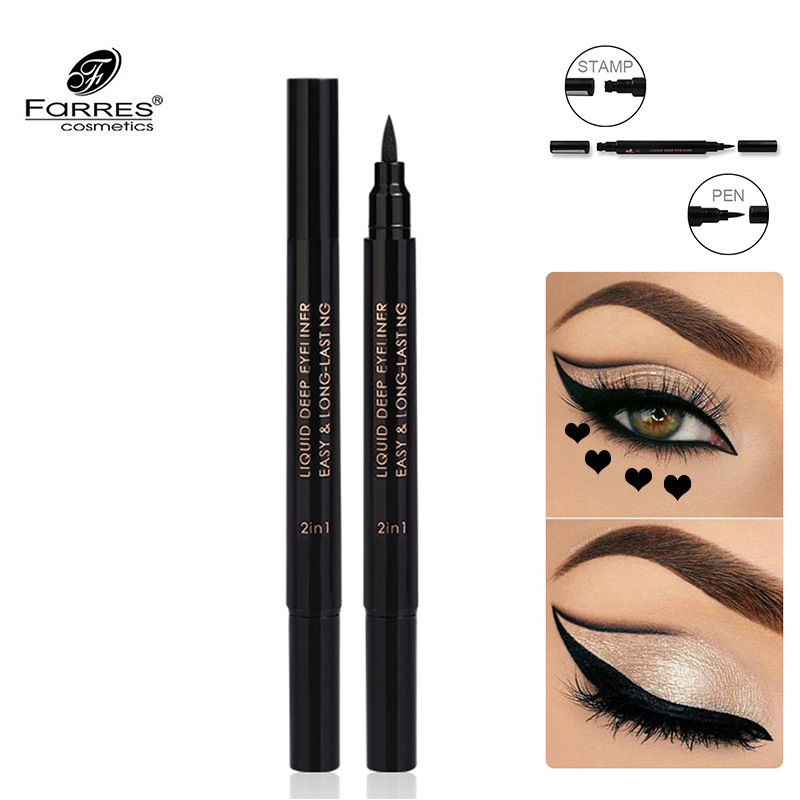 爆款FaRRES眼线笔 防水不晕染黑色双头速干印章眼线笔 跨境专供