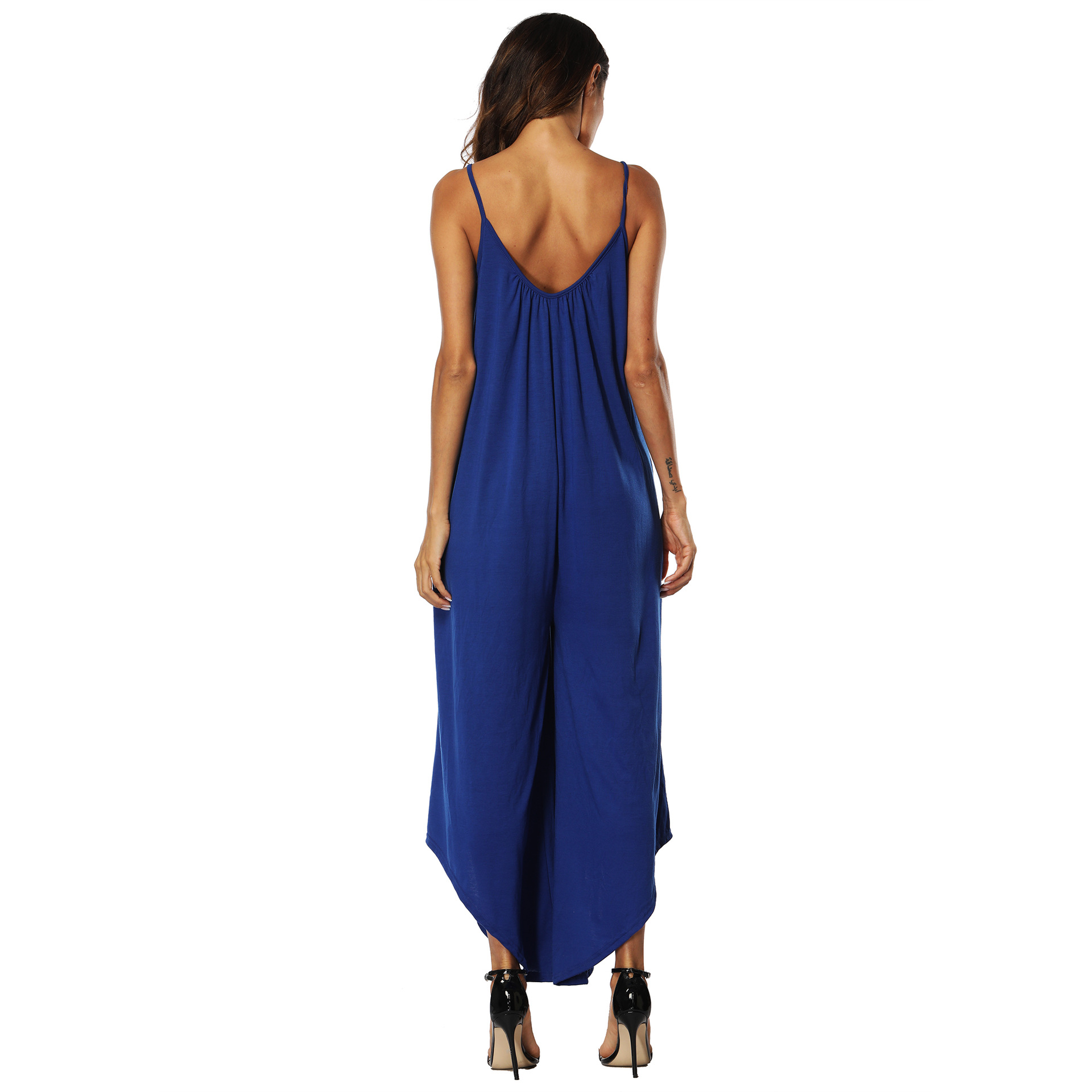 V-neck suspender wide-leg jumpsuit  NSOY28426