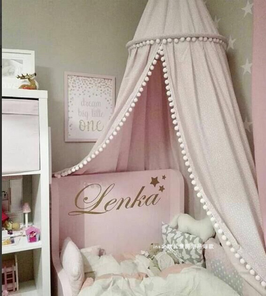 ins Northern Europe Children's Room decorate Hair ball Dome Bed curtain Bed mantle Tent Mosquito net The new custom