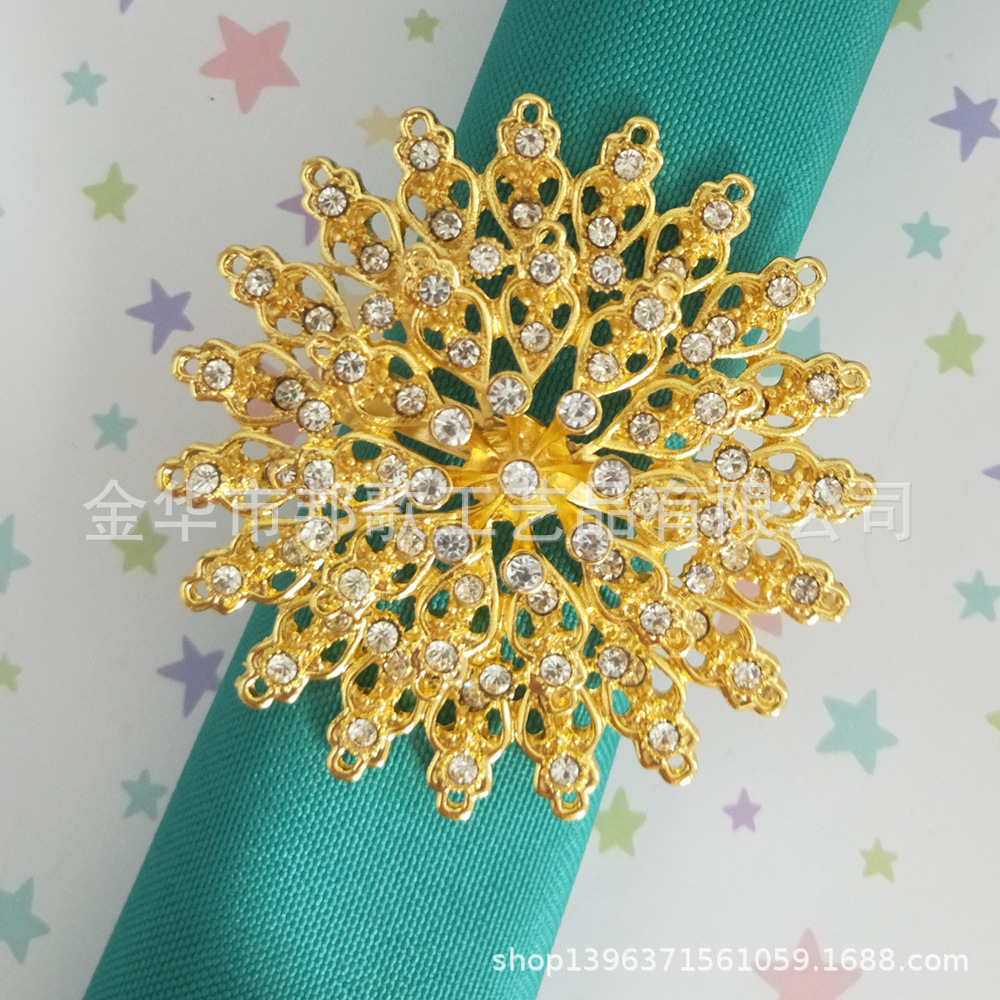 漂亮金色银色金属镶钻餐巾扣 软装样板房餐巾环