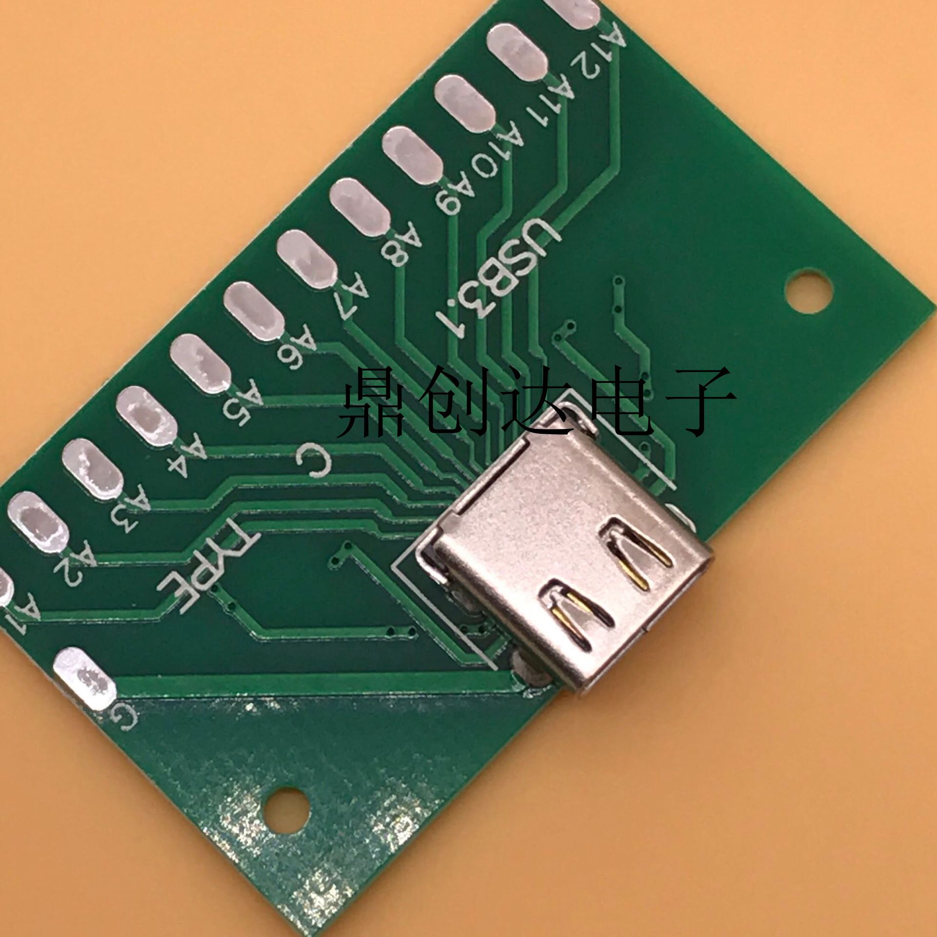 3.1测试板USB TYPE-C测试母座焊线式-测电流/测导通 转接板带弹片-阿里巴巴