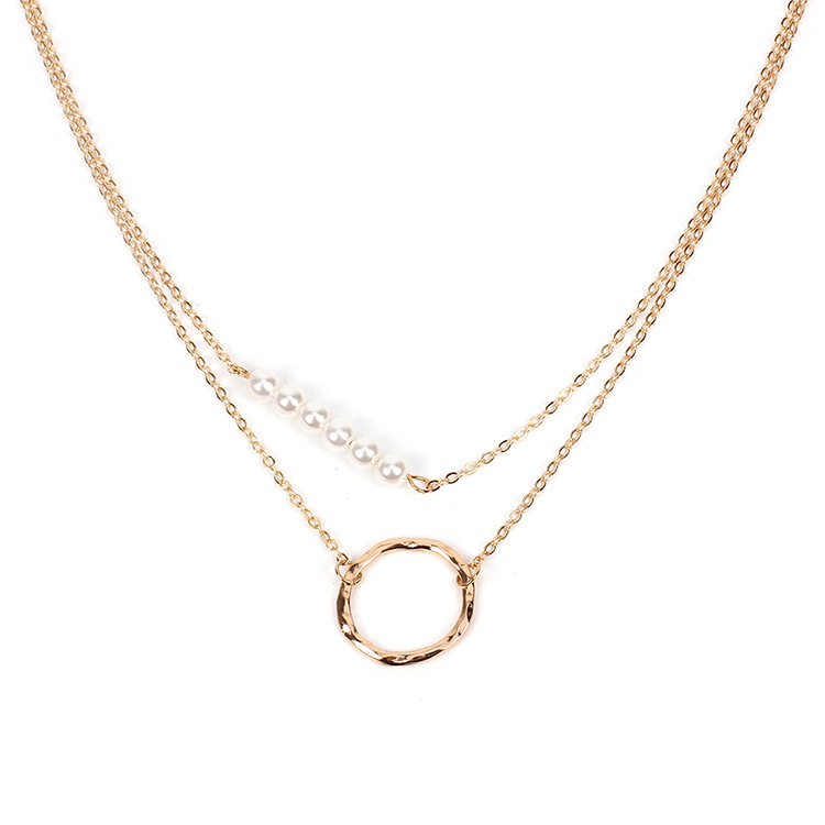 7g Weight Necklace Classification Women'S Gender Gold, Silver Color Fashion Geometric Pearl Multi-layer Copper Necklace Wholesale 3