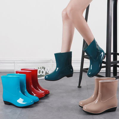 冬夏季保暖中筒雨鞋女成人时尚防滑雨靴女厨房水鞋水靴胶鞋女鞋潮|ru