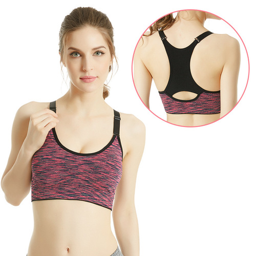 Sports bra, shockproof, quick-drying, section-dyed, wire-free yoga bra, training running fitness bra, women's vest