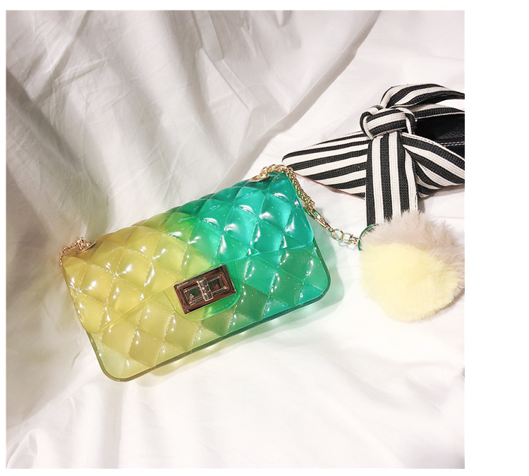 2025 Summer New gradient color jelly bag, ins diamond chain small square bag, single-shoulder crossbody women's bag undefined