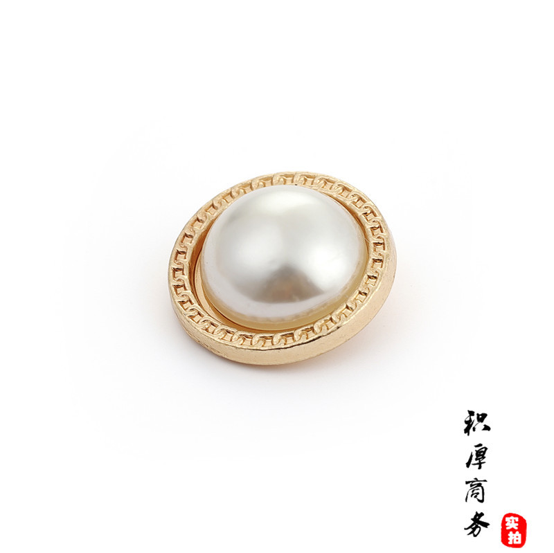 Aleación de metal vintage de pierna alta botón 24L perla brillante blanco oro rosa 15mm galvanoplastia